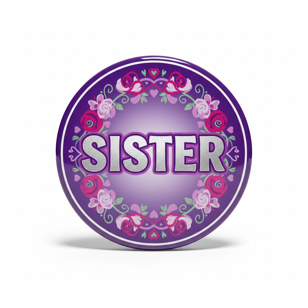 Sister Purple Button Pinback 2.25-inch