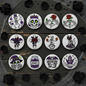 Skeleton Set Decorative Cartoon Goth Horror Dark Pinback 1.25-inch 12 Pcs