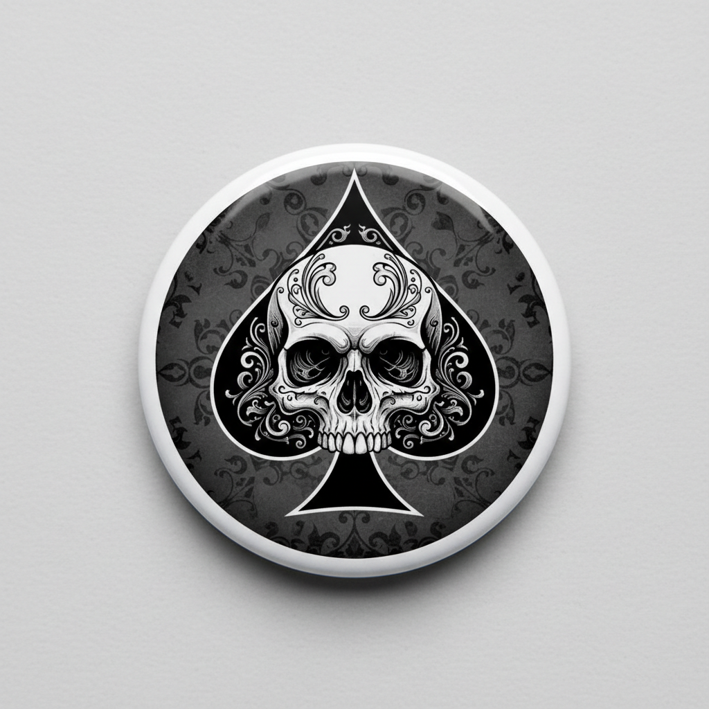 Skull Ace of Spades Pinback 2.25-inch