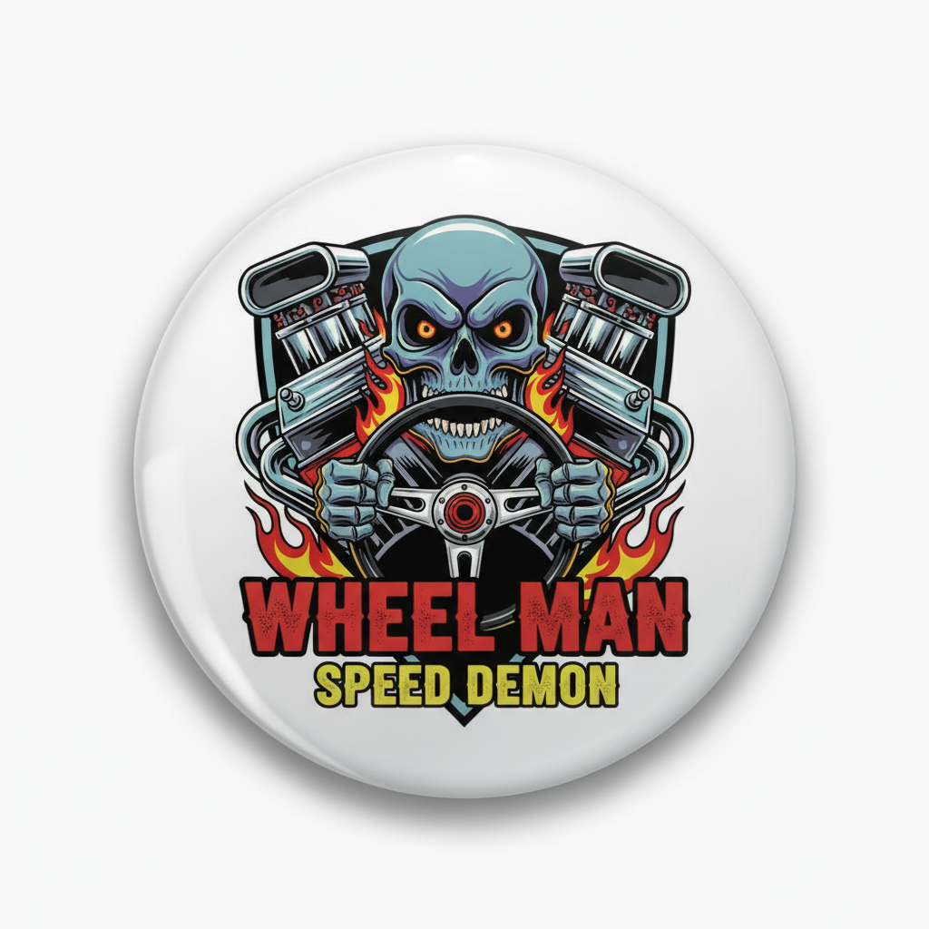Skull at the wheel Pinback 2.25-inch