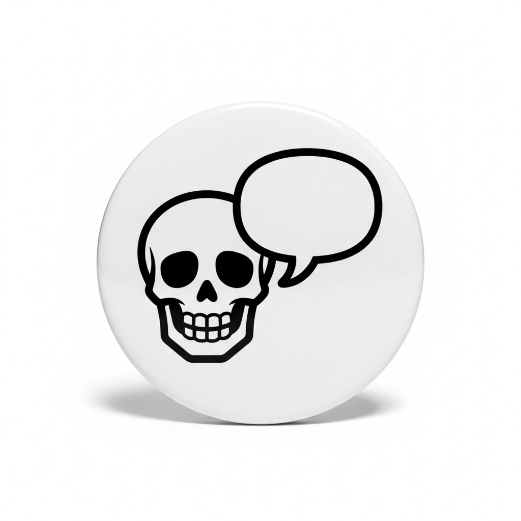 Skull Speech Bubble Pinback 2.25-inch