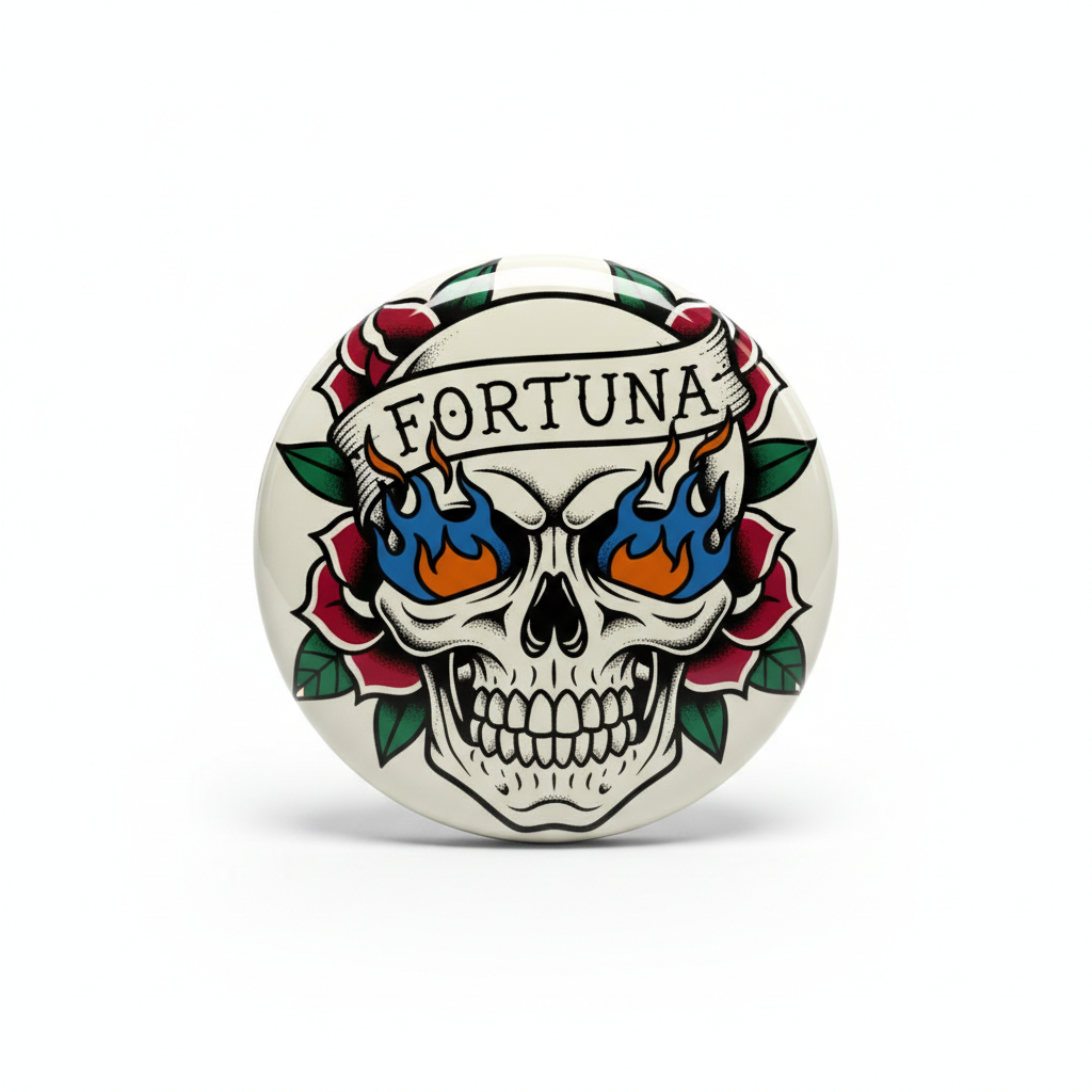 Skull Tattoo Pinback 2.25-inch