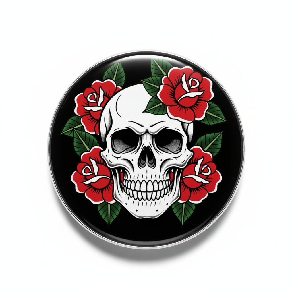 Skulls & Roses Pinback 2.25-inch