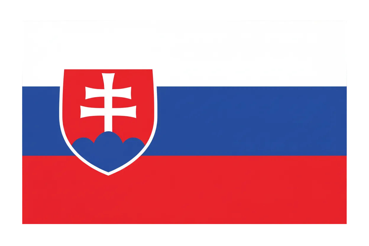 Slovakia flag mousepad with red-white-blue horizontal stripes and crest