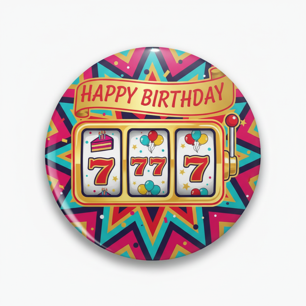 Slot Machine Birthday Pinback 2.25-inch