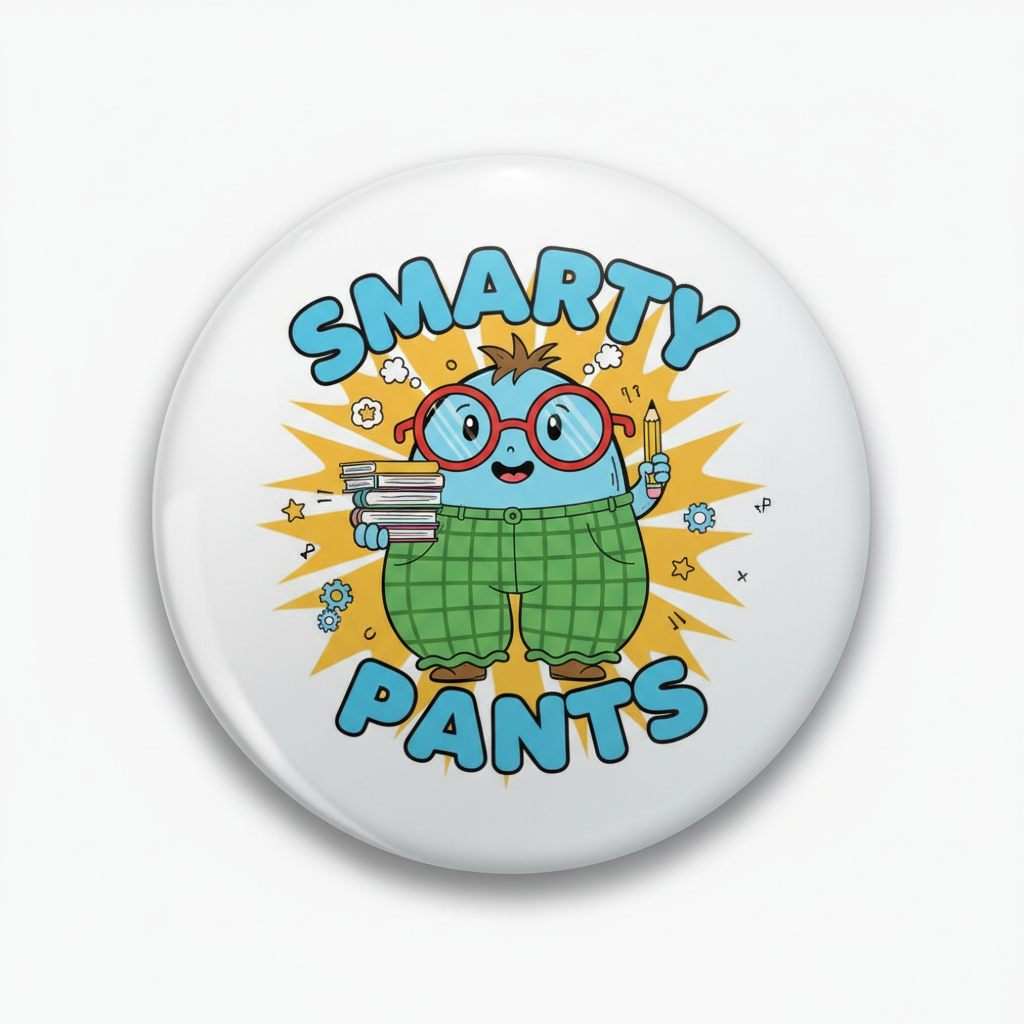 Smarty Pants Pinback 2.25-inch Cartoon