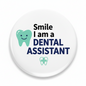Dental assistant retractable reel badge with tooth icon and 'Smile I am a Dental Assistant' text
