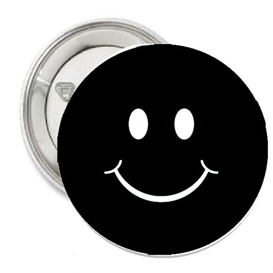 Retro Smiley Emoticon Smile Blk Pinback 1.25"