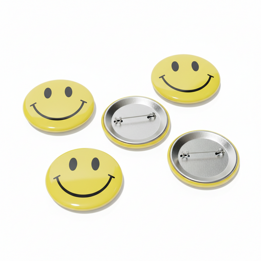 Smiley Face Button Pinback 2.25-inch 4 Pcs