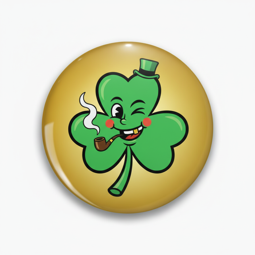 Smoking Irish Shamrock Pinback 2.25-inch