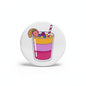 2.25-inch smoothie pinback button with colorful fruit drink and straw graphic