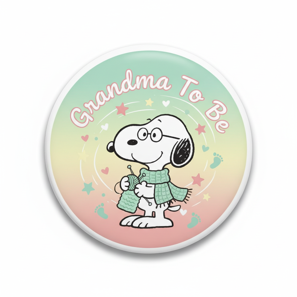 Snoopy Baby Shower Grandma To Be Pinback 2.25-inch