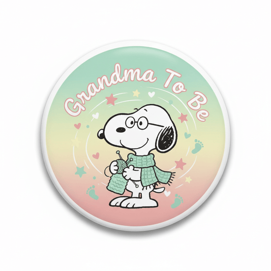 Snoopy Baby Shower Grandma To Be Pinback 2.25-inch - My Pinbacks