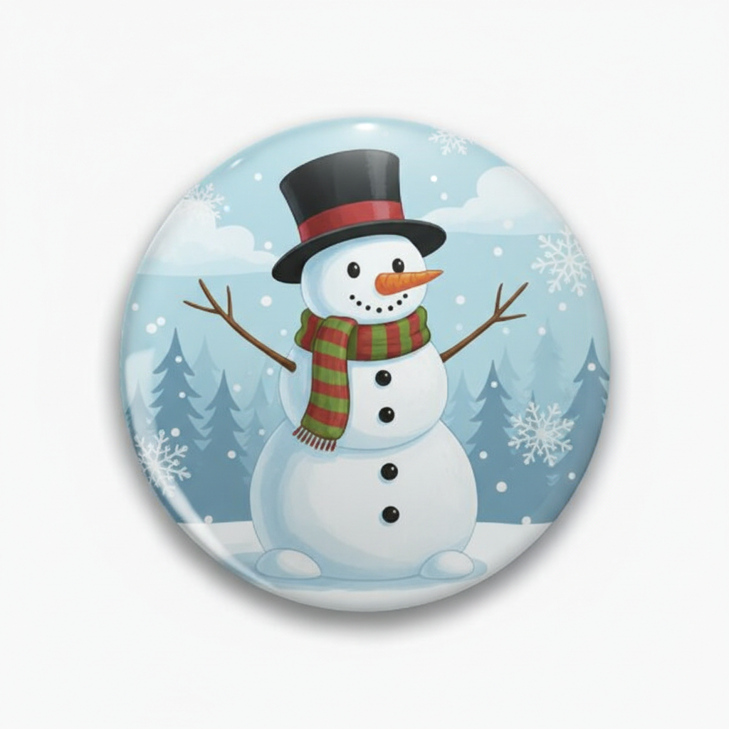 Snowy Snowman Pinback 2.25-inch