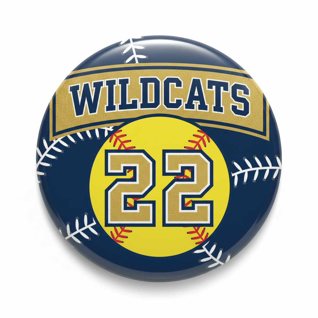 Softball Pin Name Jersey Number Photo Pinback 2.25-inch