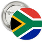 1.25-inch South Africa flag pinback button with metal back and safety clasp