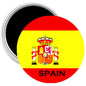 Spain flag soccer team magnet: round red-yellow with coat of arms and 'SPAIN'