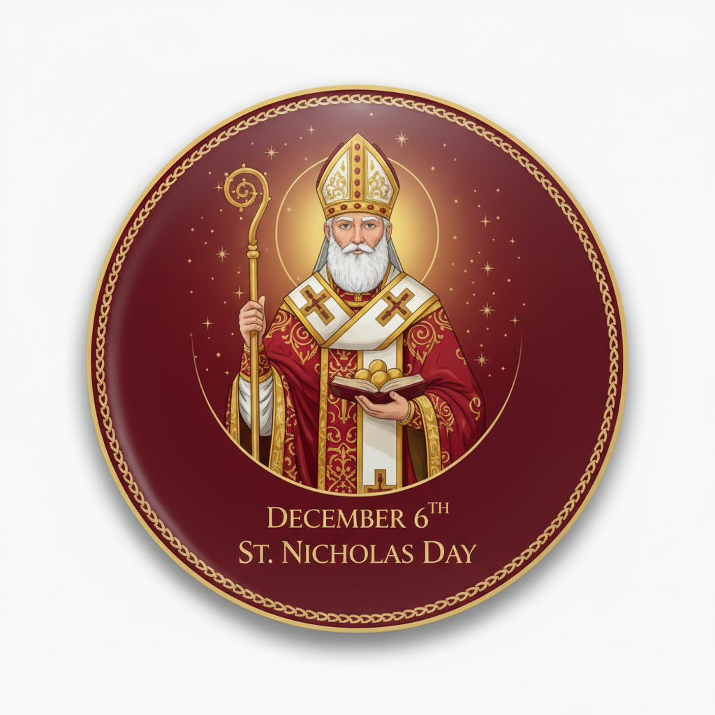 St. Nicholas Day (December 6) Pinback 2.25-inch