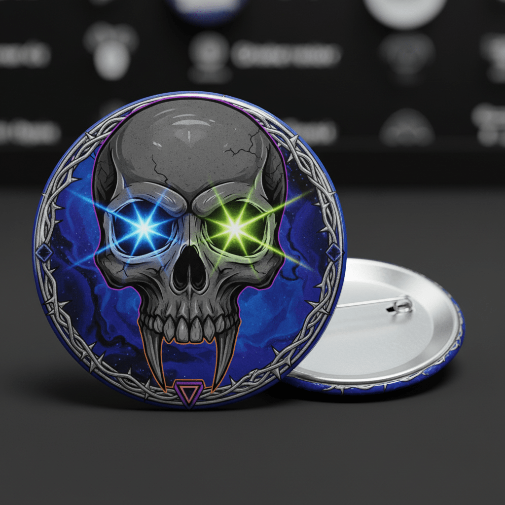 Star eyed skull Pinback 2.25-inch - My Pinbacks