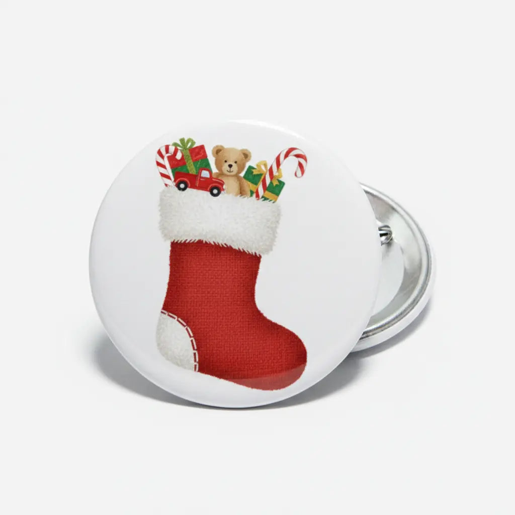 Stocking Christmas Button Pinback 2.25-inch Mypinbacks.com