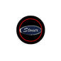 1.25-inch pinback button with black face, red ring, and blue 'Stoner' text