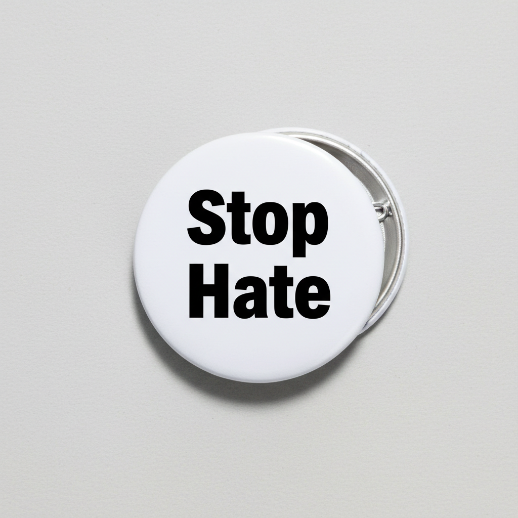 Stop Hate black white simple typography minimalist Pinback 2.25-inch