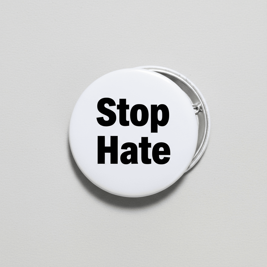 Stop Hate black white simple typography minimalist Pinback 2.25-inch - My Pinbacks