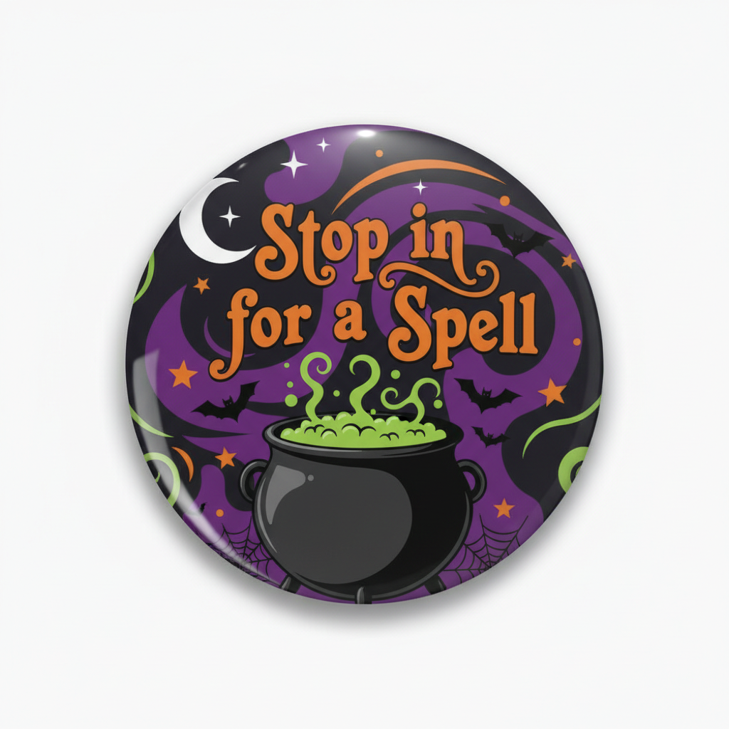 Stop in for a spell Halloween Pinback 2.25-inch
