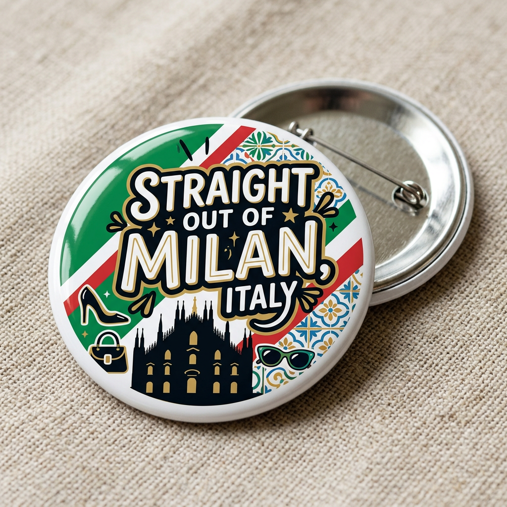 Straight out of Milan Italy Pin Button 2.25-inch