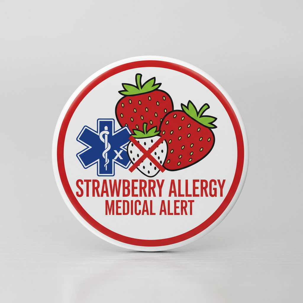 Strawberries Allergy Medical Alert Pinback 2.25-inch