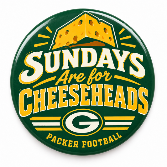 Sundays Are for Cheeseheads Packer Football Pin Button 2.25-inch