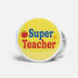 Yellow Super Teacher pinback button (2.25-inch) with apple icon