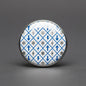 2.25-inch symbol repeat pinback button with blue and gray pattern