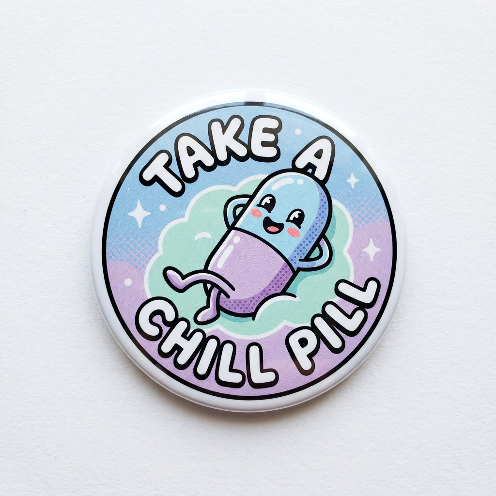 Take a chill pill Badge Pin Button 2.25-inch