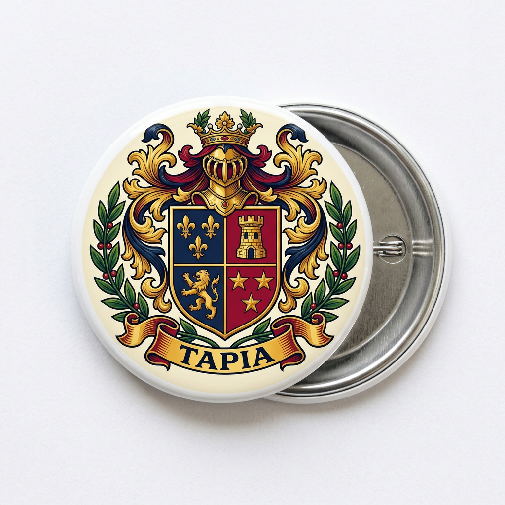 Tapia Family Crest Coat of Arms Pinback 3-inch