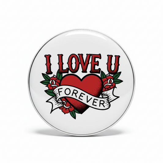 Tattoo Style I Love U Pinback 2.25-inch Mypinbacks.com