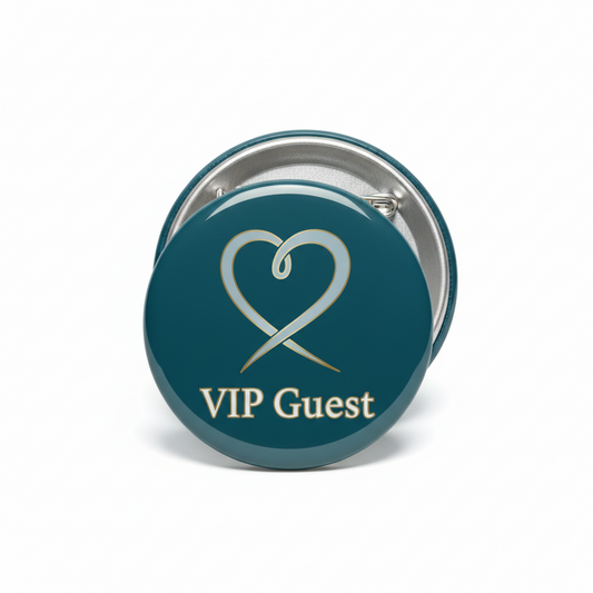 Teal Heart VIP Guest Pinback 2.25-inch Mypinbacks.com
