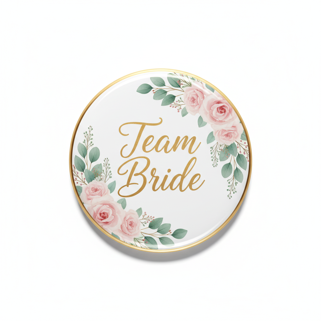 Team Bride Bridal Shower Pinback 2.25-inch