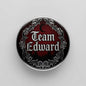 2.25-inch round pinback button: Team Edward in ornate dark red and black