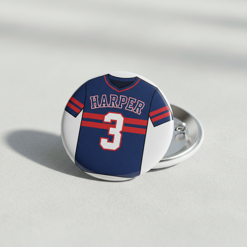 Team Jersey with Custom Name and Number Pinback 2.25-inch