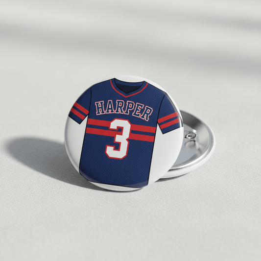Team Jersey with Custom Name and Number Pinback 2.25-inch - My Pinbacks