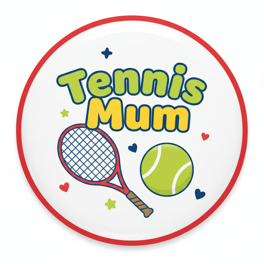 Tennis Mum Pinback 2.25-inch Mypinbacks.com