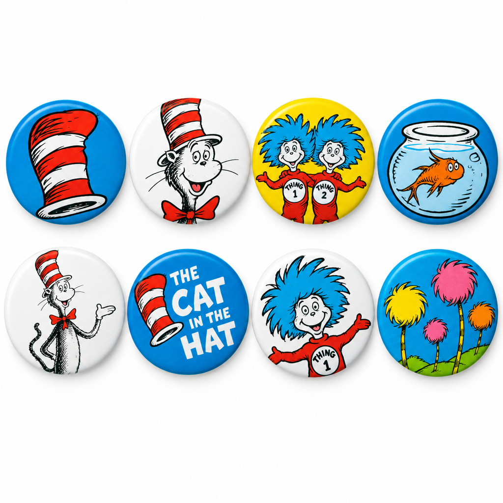 The Cat in the Hat Pin Button 1.25-inch 8 Pcs