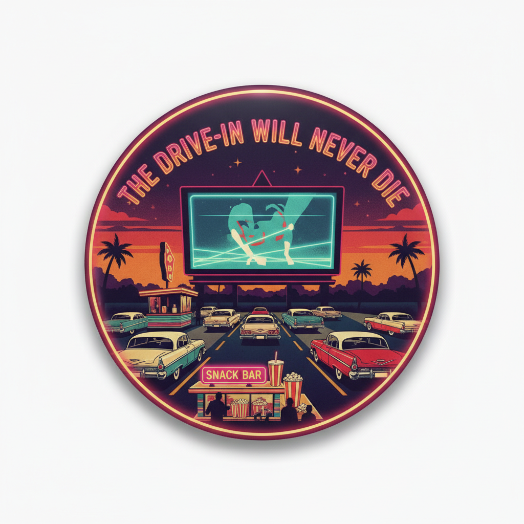 The Drive-In Will Never Die Pinback 2.25-inch