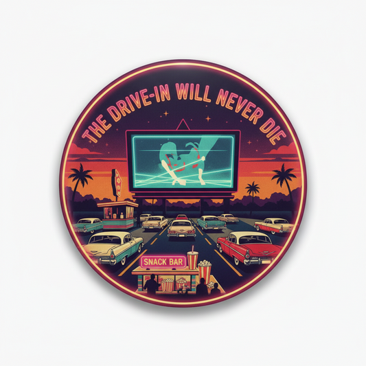 The Drive-In Will Never Die Pinback 2.25-inch