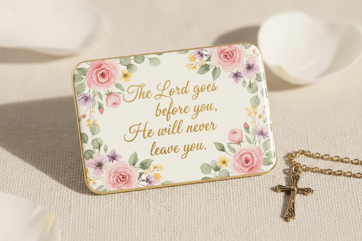 The Lord goes before you he will never leave you Acrylic Fridge Magnetic 3-inch x 4-inch - My Pinbacks