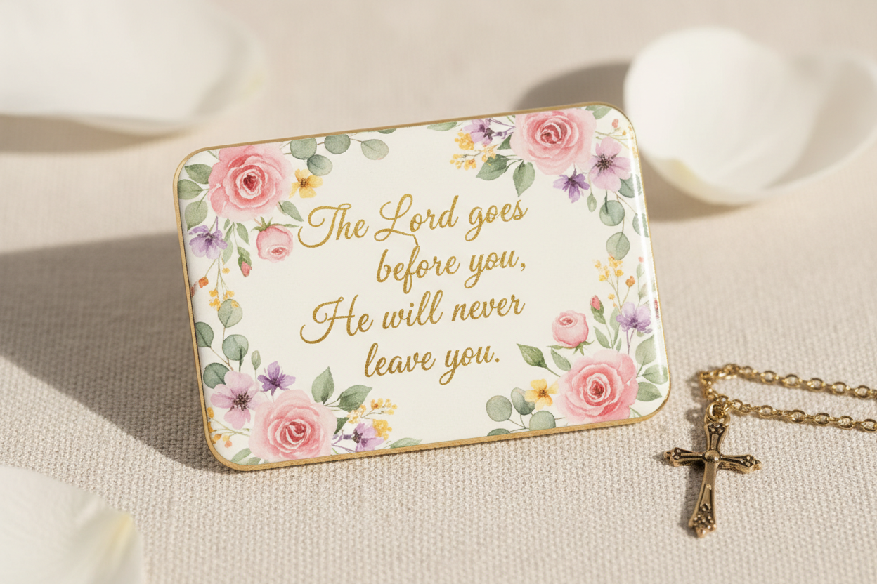 The Lord goes before you he will never leave you Acrylic Fridge Magnetic 3-inch x 4-inch