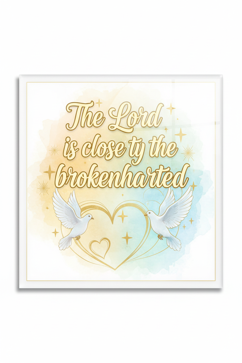 The Lord is close to the brokenhearted Acrylic Fridge Magnetic 3-inch x 4-inch
