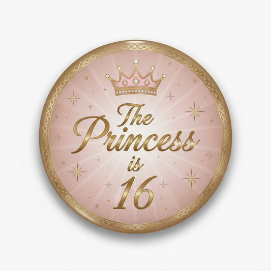 The Princess is 16 Birthday Pinback 2.25-inch