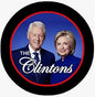 2.25-inch pinback button with 'The Clintons' logo and photo of two smiling people